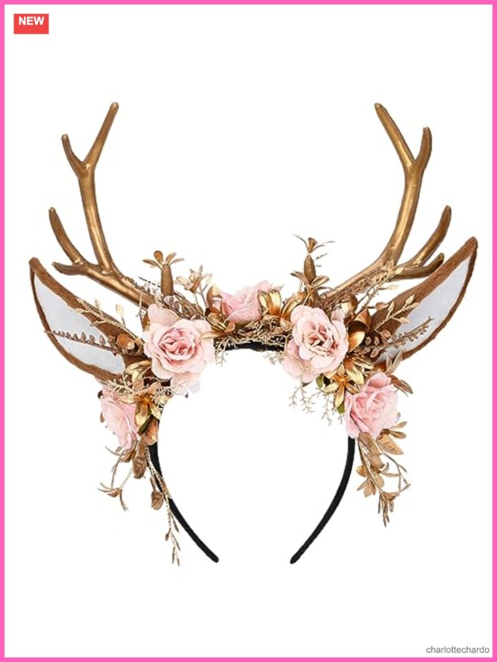 Handmade Floral Antler Headband Deer Ears Forest Fairy Cosplay Costume Hair